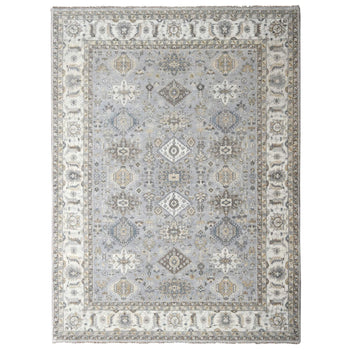 9'X12' Stardew Gray Karjihooz 100% Wool Geometric Hand Knotted Rug
