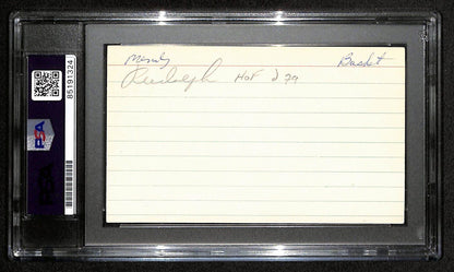 Mendy Rudolph Hof Signed/Auto 3X5 Index Card
