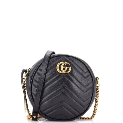 Gucci Gg Marmont Round Shoulder Bag Matelasse Leather Mini