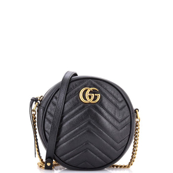 Gucci Gg Marmont Round Shoulder Bag Matelasse Leather Mini