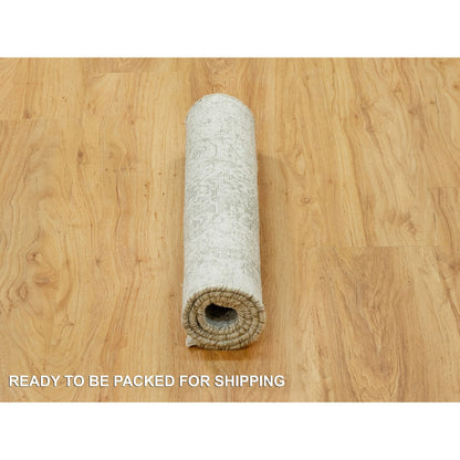 Rug 2'x3'2" Gray Broken Zoroastrian Hand Knotted Wool and Silk Oriental