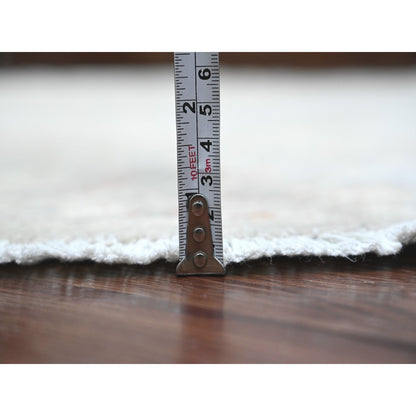 6'X6' Blue Ziegler Mahal Design Washed Out Hand Knotted Wool Round Rug