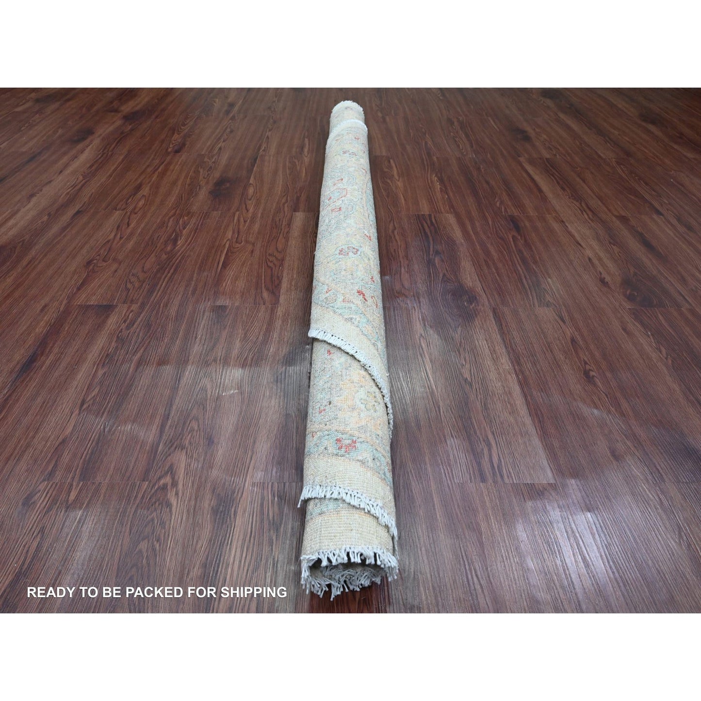 Rug 6'x6' White Heriz All Over Design Wool Hand Knotted Round Oriental