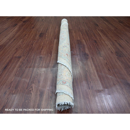 Rug 6'x6' White Heriz All Over Design Wool Hand Knotted Round Oriental