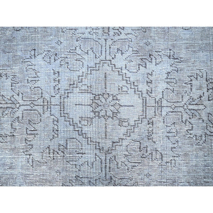 8'10"X12'4" Frost Gray Wool Sheared Low Vintage Hand Knotted Tebraz Rug
