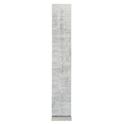 2'6"X20' Gray Modern Hand Knotted Undyed Natural Wool Runner Oriental Rug