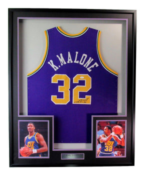 Karl Malone Autographed Jersey Utah Jazz Framed