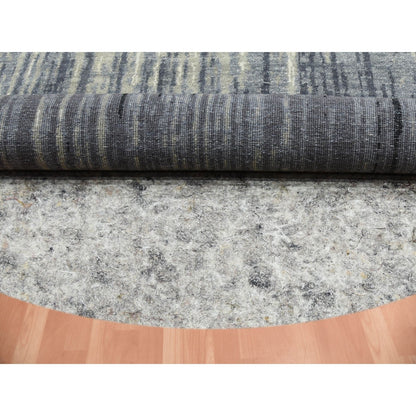 10'X10' Gray Modern Ombre Organic Wool Hand Knotted Round Oriental Rug