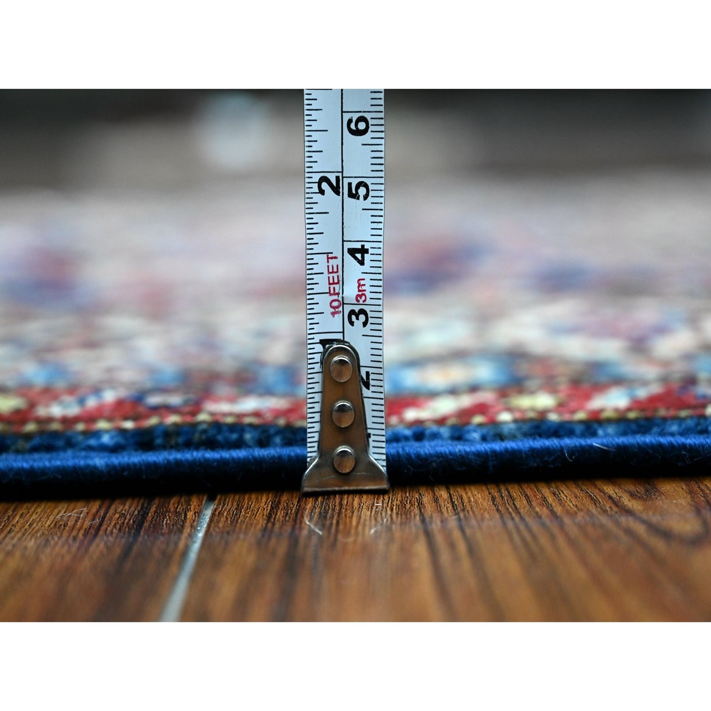 2'7"X6'4" Yale Blue Super Kazak All Wool Hand Knotted Runner Oriental Rug