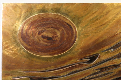 Jacques Potage "Bourrasque" Large Brass & Lacquered Wall Panel French Sculptor