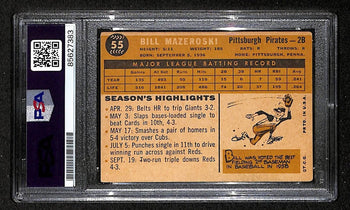 BA204707 1960 Topps Bill Mazeroski HOF Signed/ Autographed Card Pirates PSA/ DNA