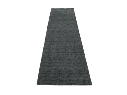 Charcoal Solid Hand-Loomed 3X10 Gabbeh Wool Rug Oriental Home Decor Carpet