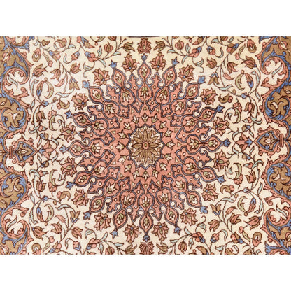 2'7"X3'10" Ivory Zoroastrian 400 Kpsi Silk Hand Knotted Mat Small Rug