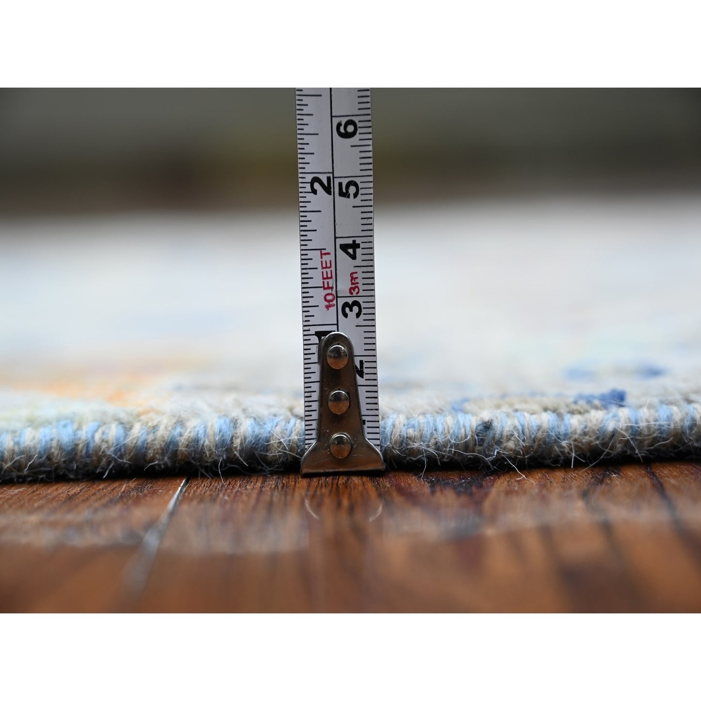 4'1"X12' Gray Organic Wool Hand Knotted Afghan Peshawar Wide Runner Rug