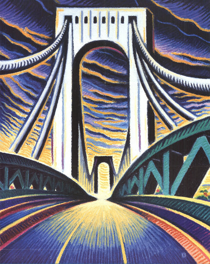 Anne Bascove Crossing The Bronx-Whitestone Bridge " Offset Lithograph