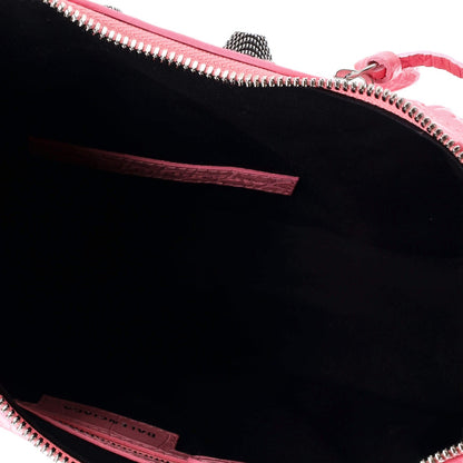 Balenciaga Le Cagole Giant Studs Shoulder Bag Crocodile Embossed Leather Small