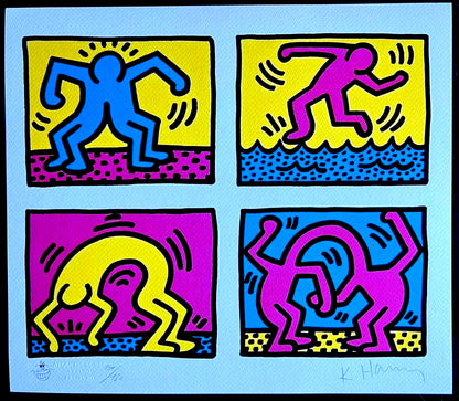 Keith Haring Lithograph Coa ''Dancing'' Signed Op Numbered By Hand