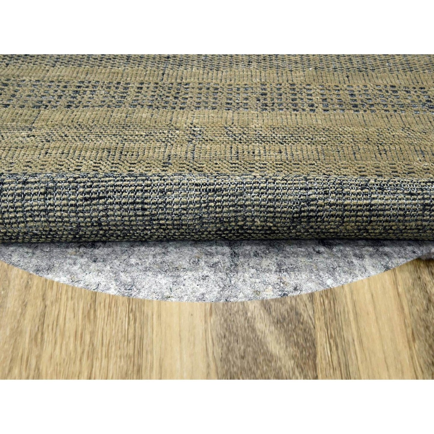 6'1"X6'1" Brown Hand Knotted Rug Pure Wool Oxidized Grass Design Round