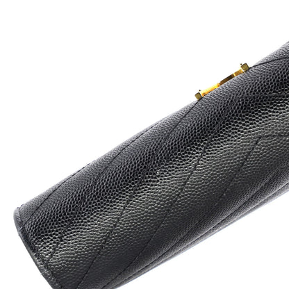 Saint Laurent Classic Monogram Flap Wallet Matelasse Chevron Leather Large