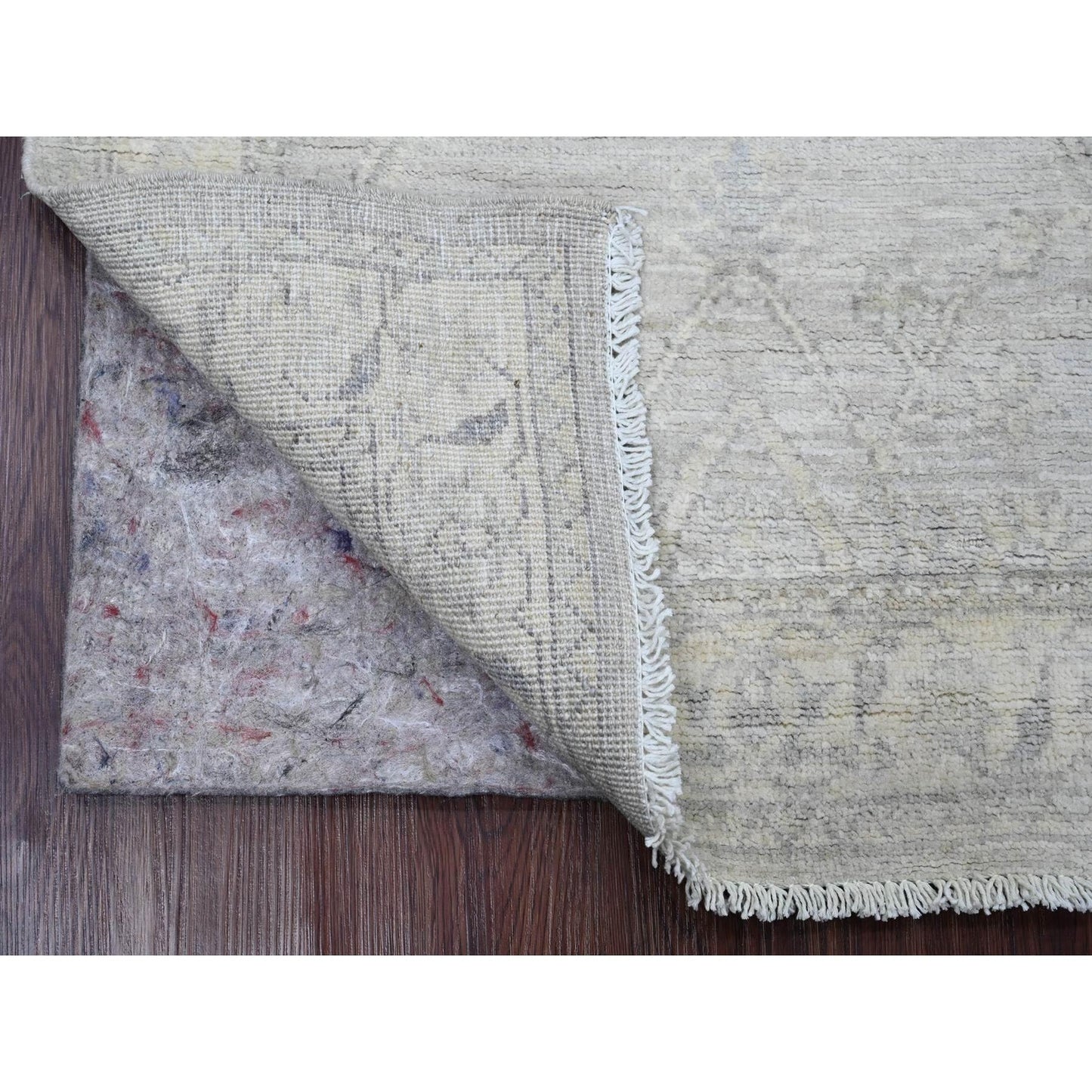 2'5"X5'8" Gray Hand Knotted Washed Out Peshawar 100% Wool Runner Rug