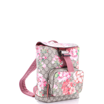 Gucci Buckle Backpack Blooms Print Gg Coated Canvas Small