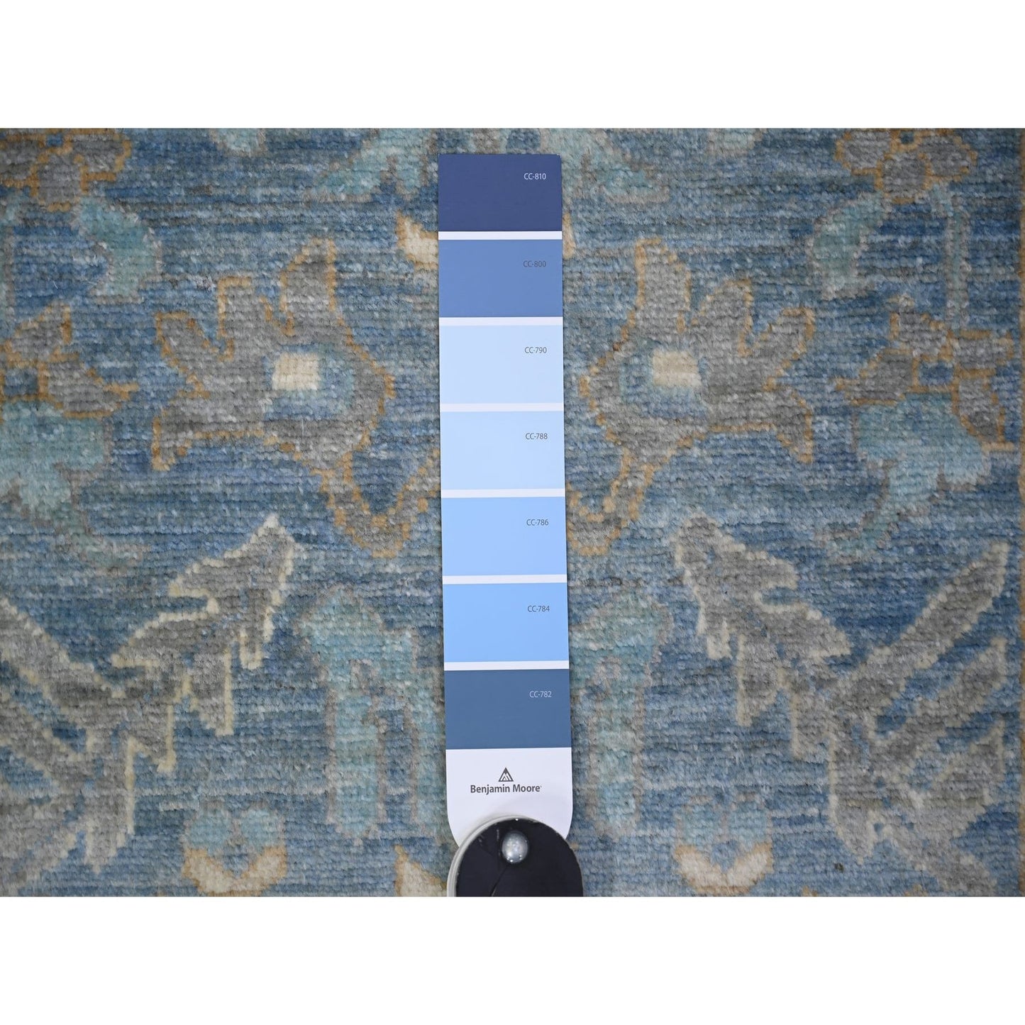 2'8"X9'6" Beau Blue Finer Peshawar Wool Hand Knotted Oriental Rug