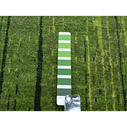 8'2"X10'3" Pickle Green Vertical Ombre Design Hand Knotted Soft Wool Rug
