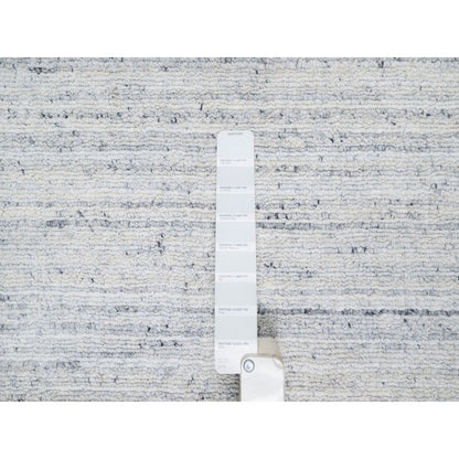 12'2"X17'10" Gray Modern Striae Design Wool Hand Loomed Oversized Rug