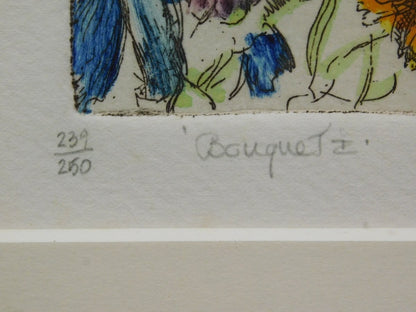 Joanne Isaac Bouquet I Hand Colored Etching Limited Edition Signed Floral Art