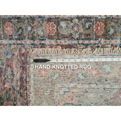 2'7"X7'10" Tuscan Red Wool Heris Revival Pile Hand Knotted Runner Rug