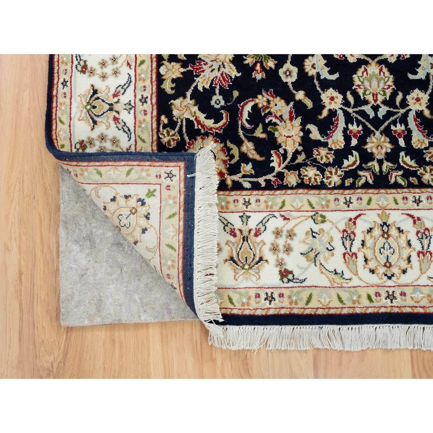 4'8"X6'9" Midnight Blue Nain Design 250 Kpsi Hand Knotted 100% Wool Rug