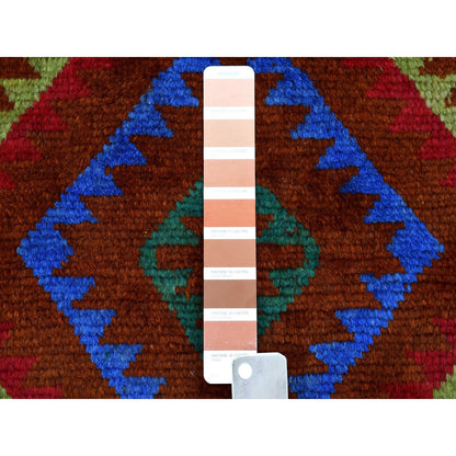 6'1"X7'8" Geometric Design Hand Made Wool Colorful Afghan Village Rug