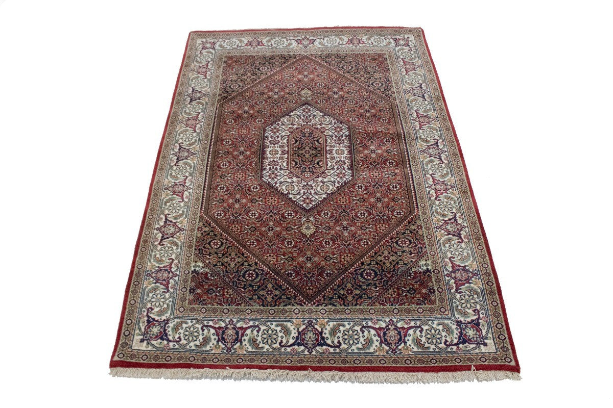 Handmade 4x6 Wool Indo-Bidjar Rug Floral Geometric Oriental Carpet