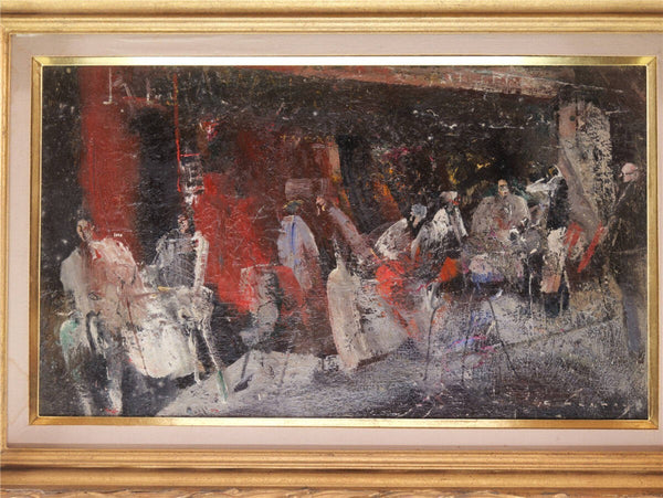 Jean Claude Chesnay Paris Cafe Scene Oil Painting French Modern Art