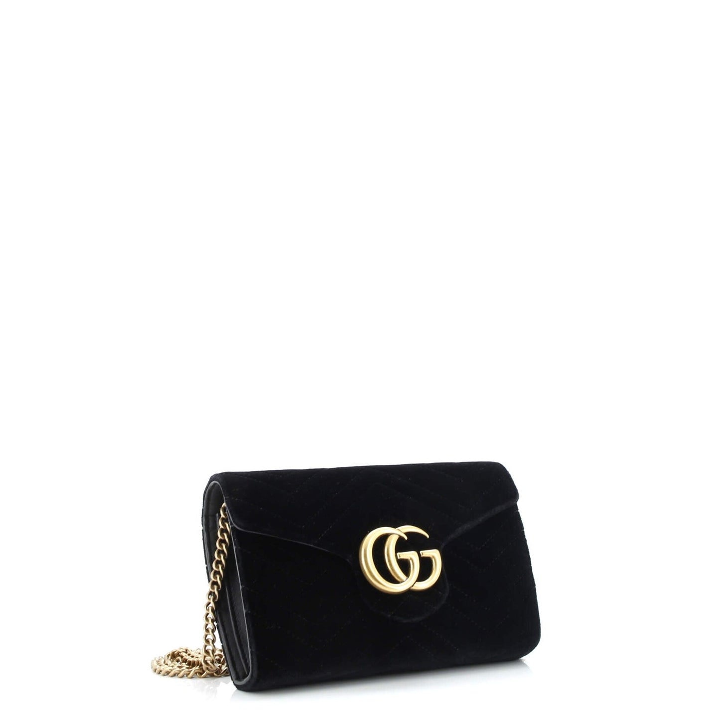 Gucci Gg Marmont Chain Wallet Matelasse Velvet Mini