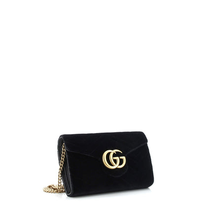Gucci Gg Marmont Chain Wallet Matelasse Velvet Mini