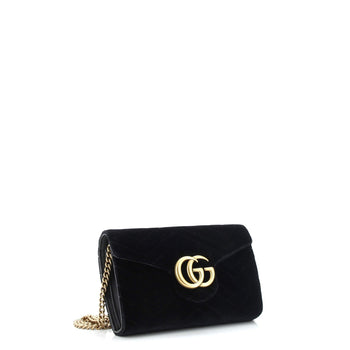 Gucci Gg Marmont Chain Wallet Matelasse Velvet Mini