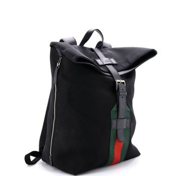 Gucci Web Fold Over Backpack Techno Canvas Medium