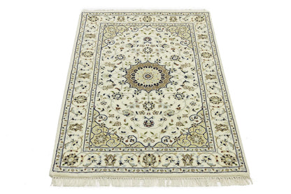 Indo-Nain Hand-Knotted Wool Oriental Rug Classic