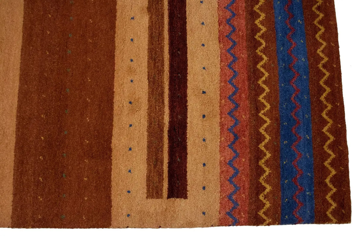 Handmade Gabbeh Rug Modern Tribal Stripes Design Wool Oriental Carpet 7X10 ft