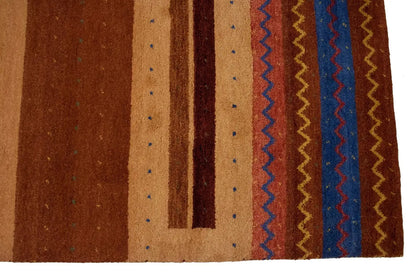 Handmade Gabbeh Rug Modern Tribal Stripes Design Wool Oriental Carpet 7X10 ft