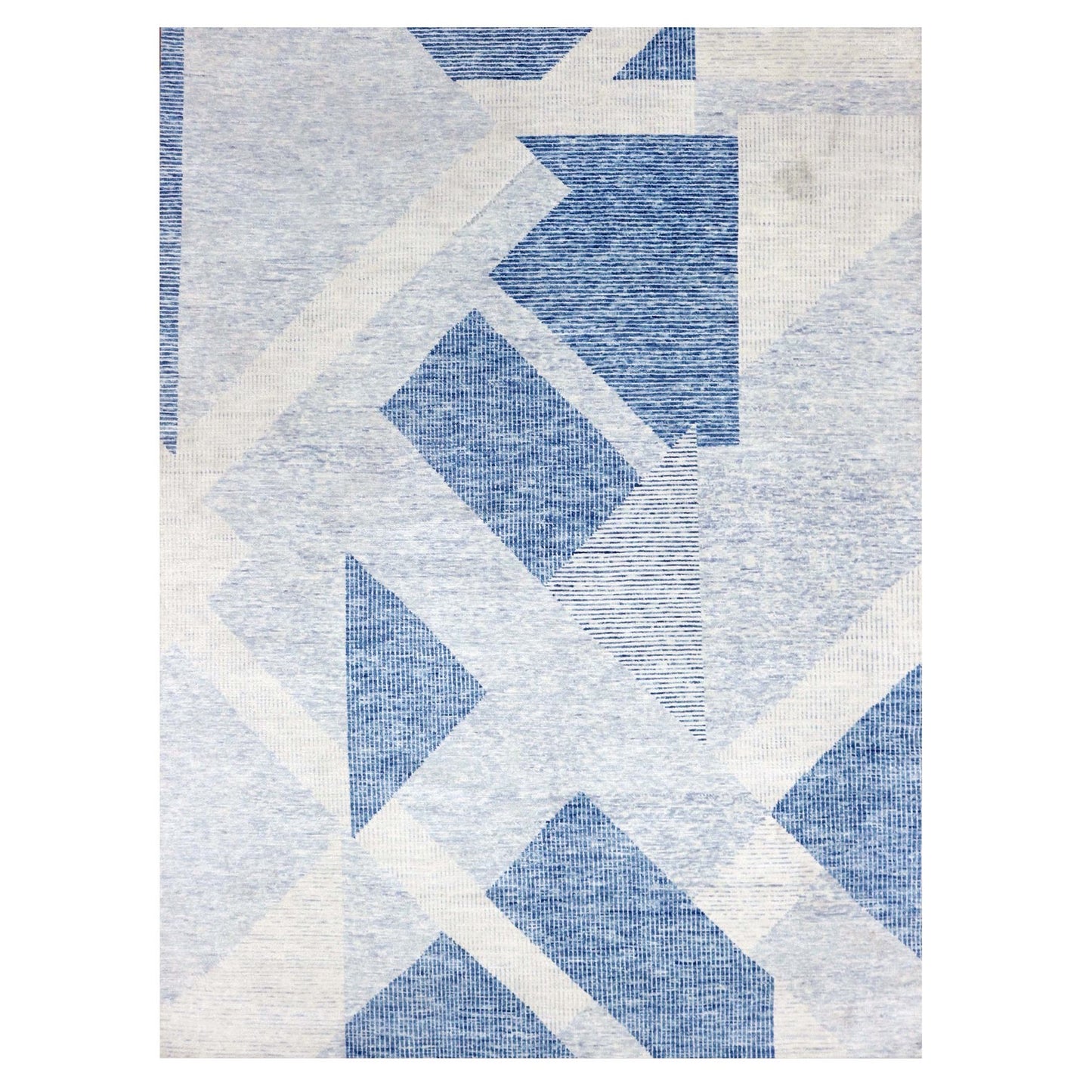 9'2"X12'3" Blue Wool Hand Knotted Geometric Art Deco Collection Rug