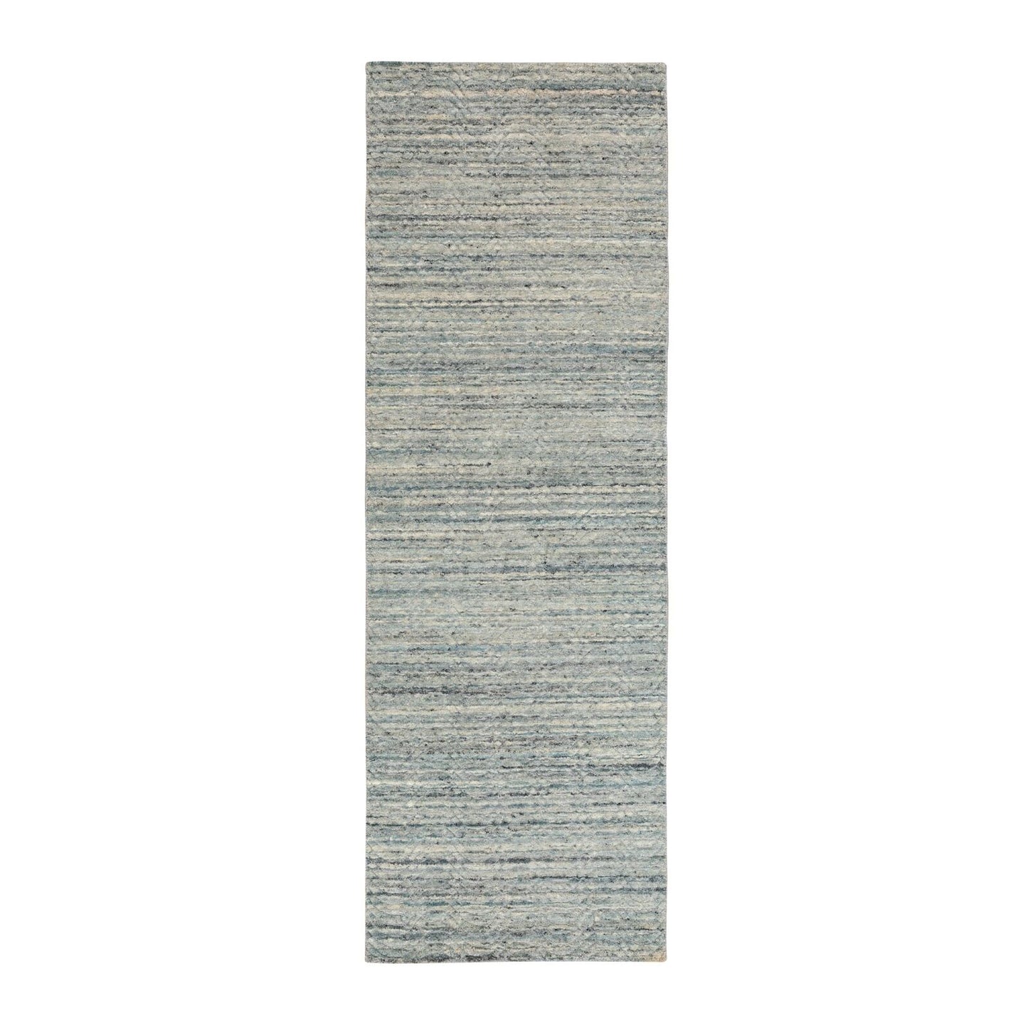 2'6"X7'10" Variegated Design Hand Loomed Pure Wool Modern Runner Rug