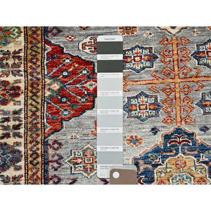 4'X6' Dolphin Gray Afghan Super Kazak Geometric Elements Oriental Rug