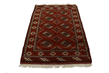 Hand-Knotted Red Tribal Wool Area Rug 3'5X5 ft