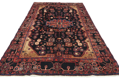 Tribal floral vintage oriental rug 5x8 ft handmade farmhouse entryway carpet