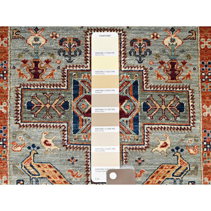 2'7"X11'3" Gray Caucasian Design 200 Kpsi Hand Knotted Wool Runner Rug