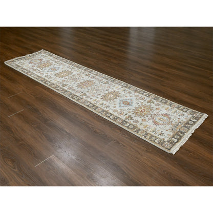 2'7"X10' Goose Gray Karjihooz Design Pure Wool Hand Knotted Runner Rug