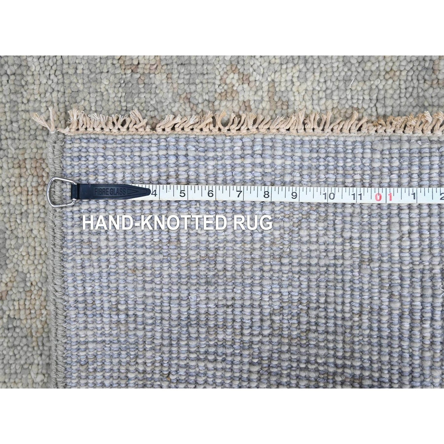 2'5"X11'4" Coin Gray Hand Knotted Oushak Design Soft Wool Runner Rug