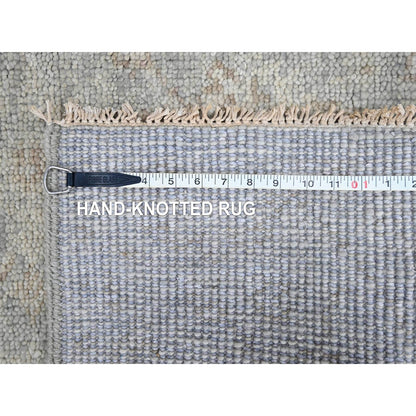 2'5"X11'4" Coin Gray Hand Knotted Oushak Design Soft Wool Runner Rug